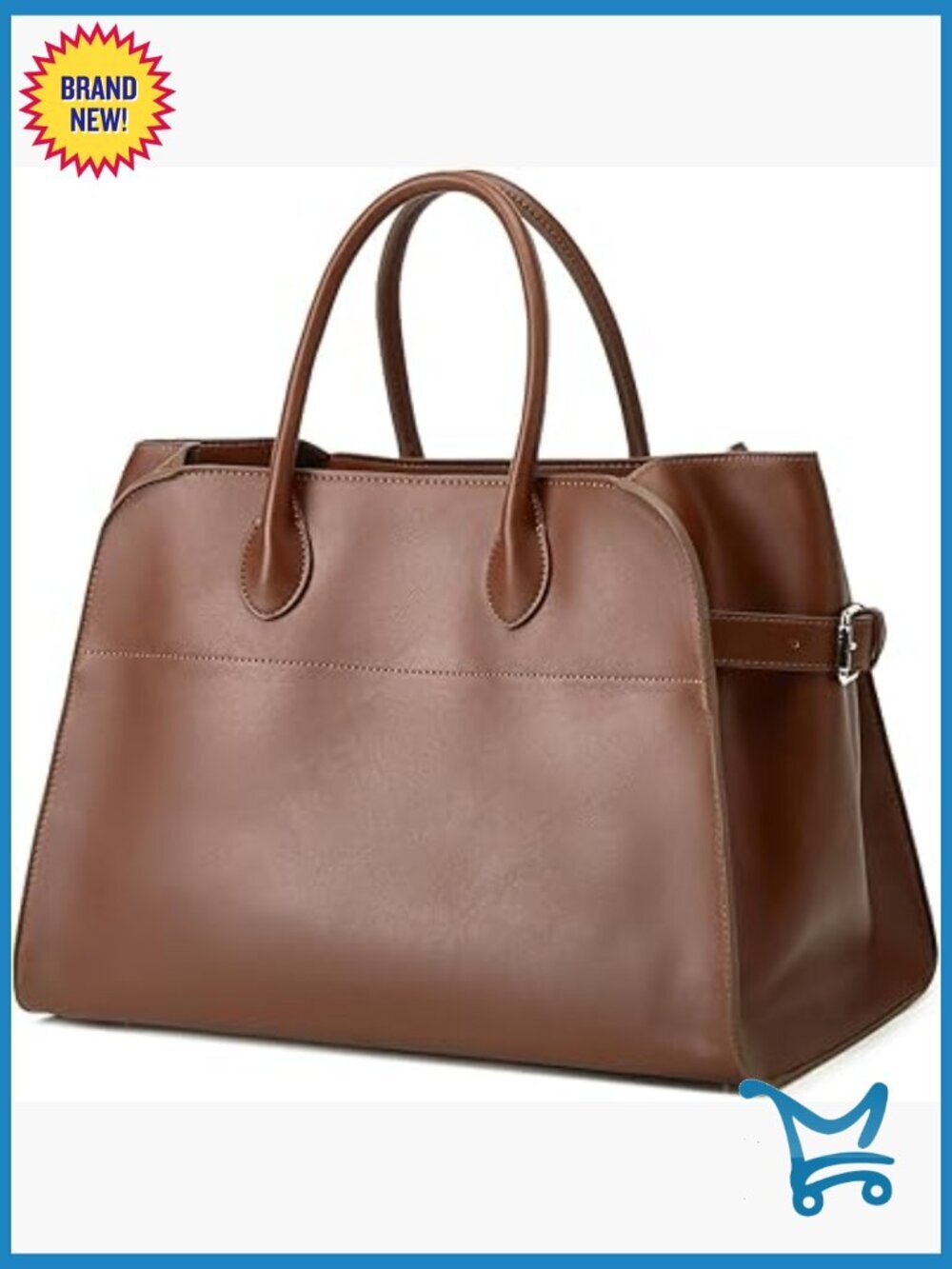 Large Vegan Leather Tote Bag Top Handle Work Purse Retro Style
